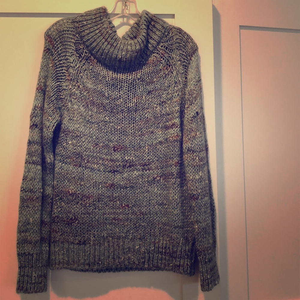 WORN ONCE!! Green Multicolor Cowl Neck Sweater